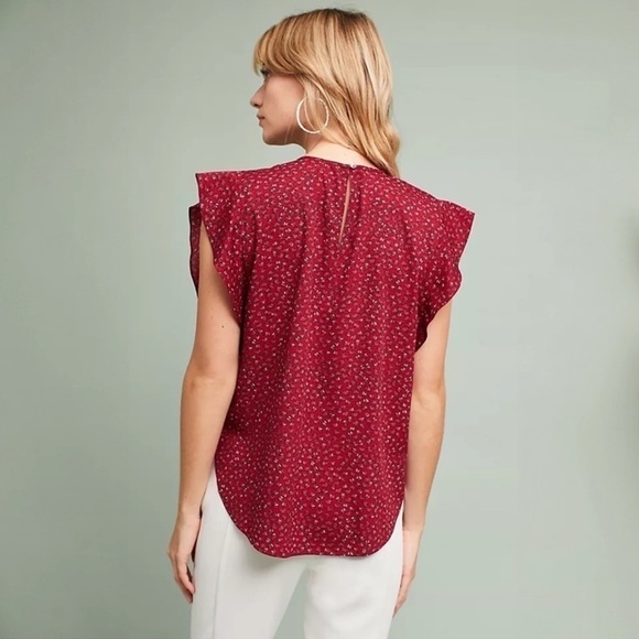 Anthropologie Ranna Gil Markie Cutwork Flutter Top - Picture 2 of 8